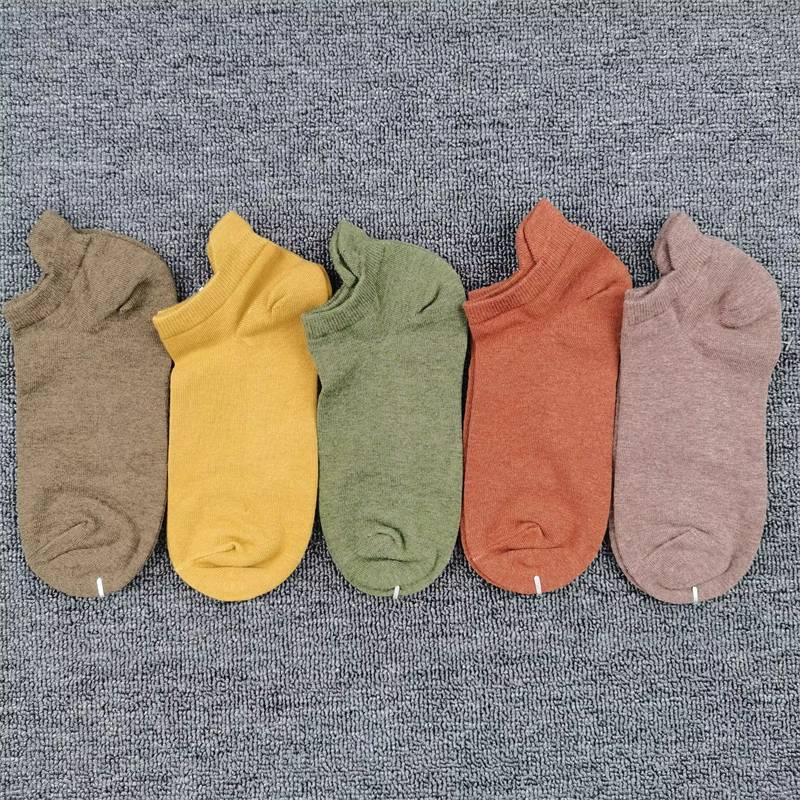 袜子女短筒纯棉袜韩版百搭吸汗休闲短袜春秋季带后腰全棉纯色女袜
