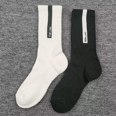 外贸单袜子男中高筒纯棉袜秋冬季运动压力跑步袜纯色毛圈吸汗男袜