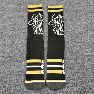 外贸单长筒男袜春季 纯棉袜直筒毛巾底吸汗高橡筋运动高筒篮球潮袜