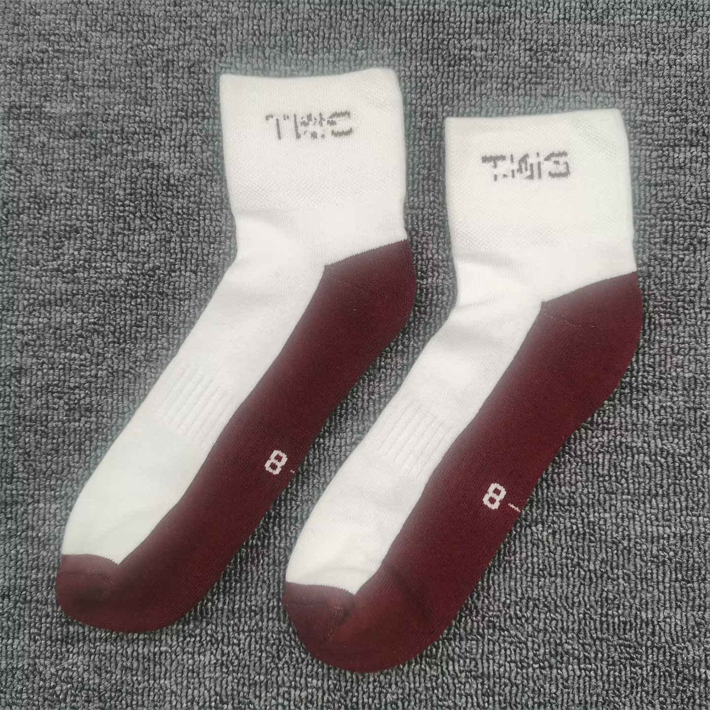 春季毛巾底袜子女中筒吸汗纯棉袜跑步运动袜舒适棉质简约拼色女袜