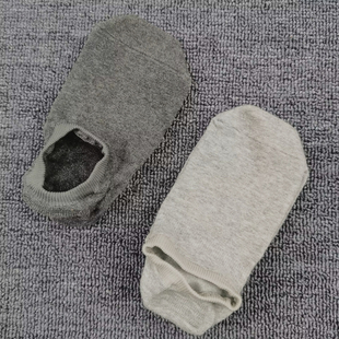 夏季 浅口纯棉袜子硅胶防滑不掉跟船袜纯色简约吸湿排汗隐形袜 男士