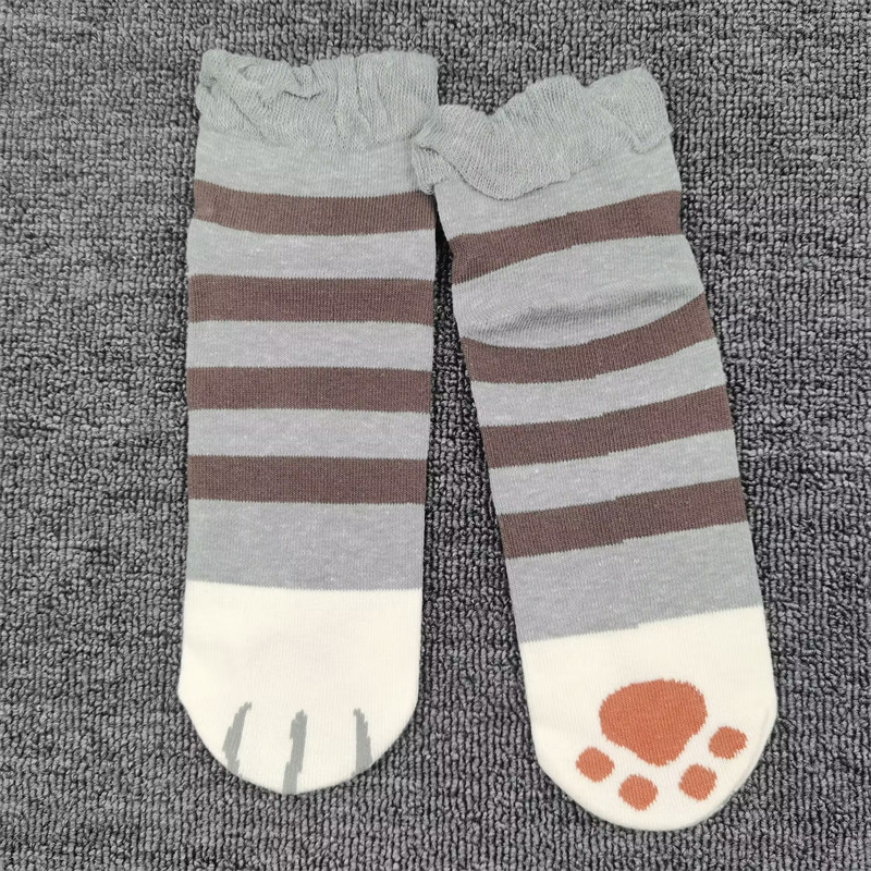 直筒袜子女可爱猫爪短中筒纯棉袜条纹大码松口吸汗全棉甜美女士袜,女士内衣/男士内衣/家居服,短袜,淘宝优惠券,粉丝福利购,淘宝优惠卷