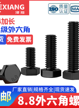 8.8级发黑加长外六角螺丝特大螺栓M24*300x350x360x380x400x500