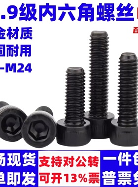 12.9级内六角螺丝高强度螺栓杯头螺钉M2M3M4M5M6M8M10M12M16-M24