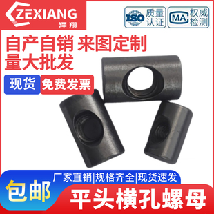 泽翔厂家直销横孔螺母双面平头横孔螺母锤母镀锌碳钢冷镦锤仔螺母