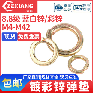 8.8级高强度镀锌彩锌弹垫弹簧垫片弹垫圈M4M5M6M8M10M12M16M20M24