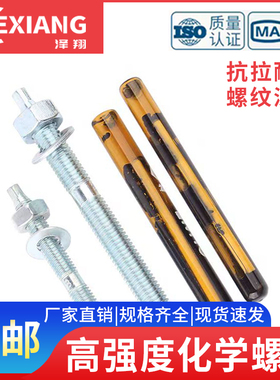 化学锚栓8.8高强度化学膨胀螺丝镀锌化学螺栓加长M8M10M12M20m24