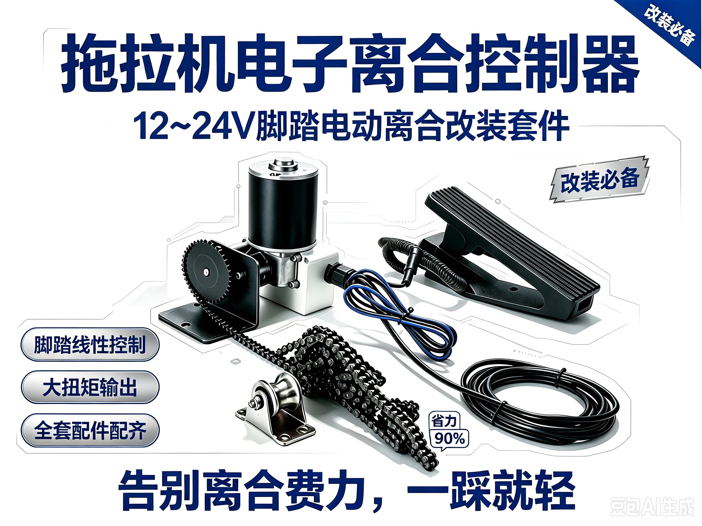拖拉机改装离合器12V-24V通用电子离合器电动拖拉机改装套件 天马