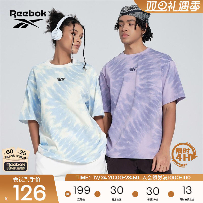 Reebok锐步官方24新品男女情侣款TEE复古撞色印花运动休闲