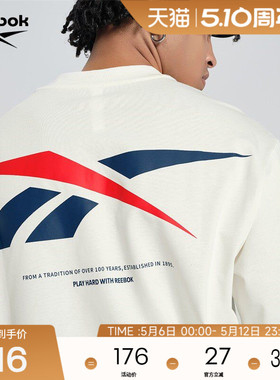 Reebok锐步官方26新品男女同款运动休闲宽松LOGO针织短袖T恤