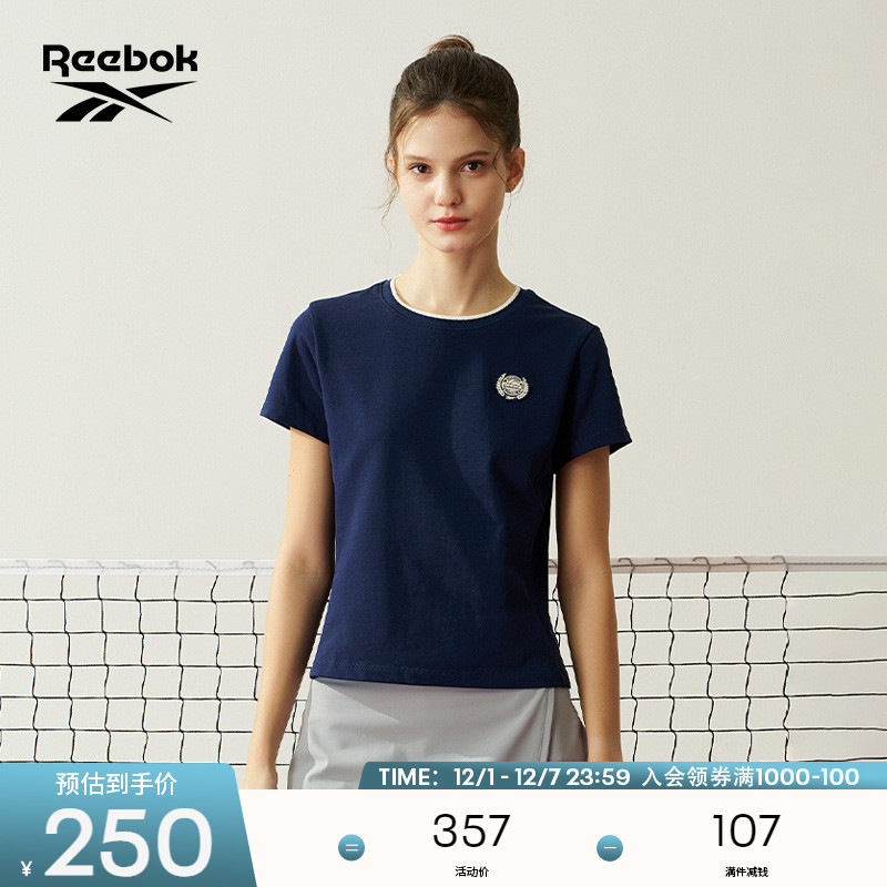 Reebok锐步官方24年新款女士运动休闲学院风网球风舒适短袖T恤