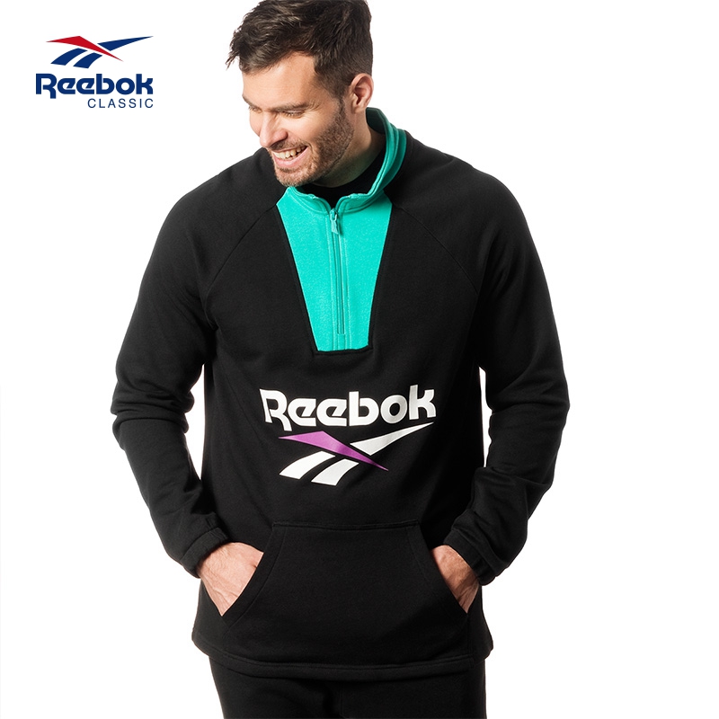 Reebok锐步官方 运动经典 CL V 1/4 ZIP 男子休闲长袖卫衣 FWF76