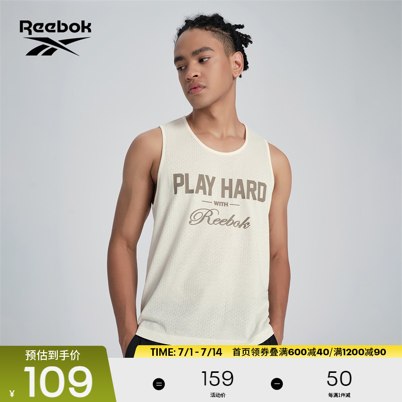 Reebok锐步官方24新品男子运动健身休闲舒适潮流印花针织背心