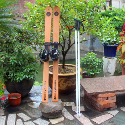 水曲柳原木质成人滑雪板双板套装滑雪雪板橱窗展示儿童雪板雪橇板