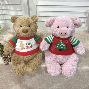 巴塞罗熊28㎝衣服巴纳布斯猪26cm毛衣圣诞围巾新年娃衣玩偶着替
