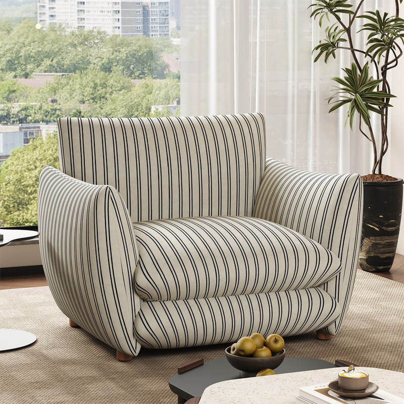 复古单人沙发椅客厅单椅沙发法式中古风卧室书房单人靠背椅休闲椅