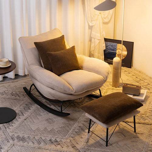 懒人沙发中古风2025新款阳台单躺椅成人可睡觉家用客厅休闲摇摇椅