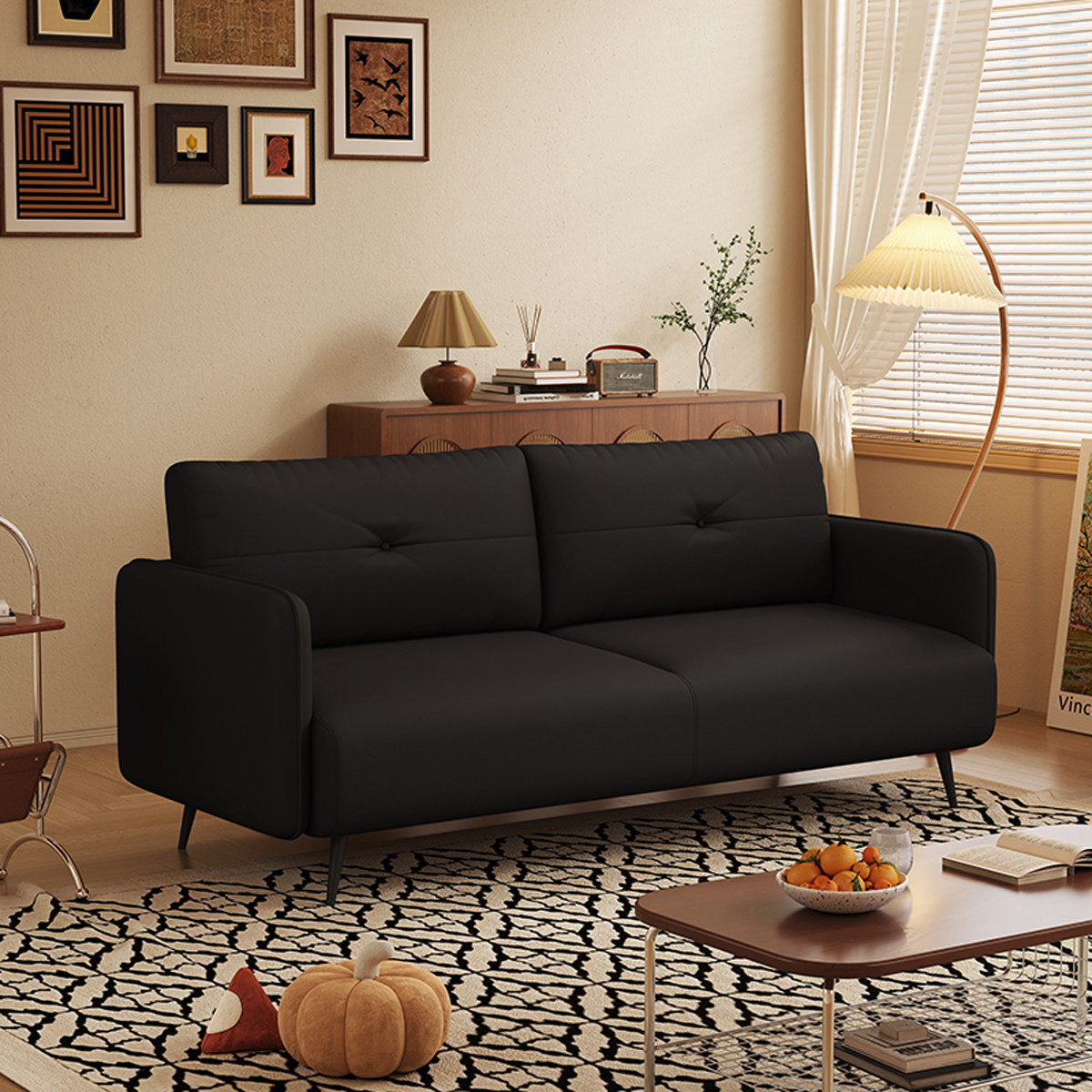 小户型皮艺沙发复古客厅双人沙发棕色现代简约公寓意式猫抓皮沙发