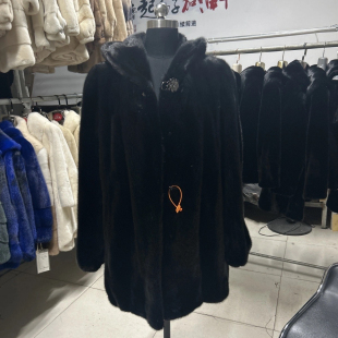 特价貂皮大衣女整貂天鹅绒水貂皮草外套