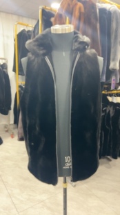 男士进口貂皮马甲连帽外套
