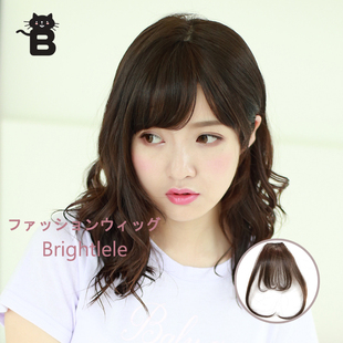 Brightlele日系假发 手织小刘海鬓角 迷你隐形超波斜刘海假发片