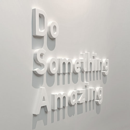 白色励志格言艺术微水泥立体墙贴