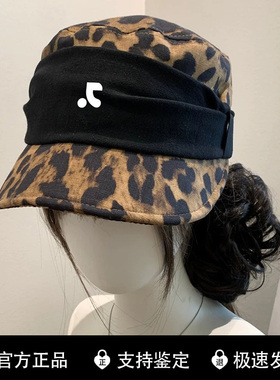 RR正品女士豹纹遮阳平顶贝雷帽