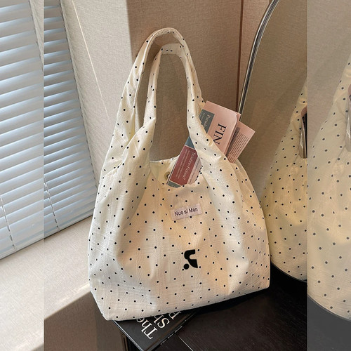 RR正品波点帆布大容量托特包