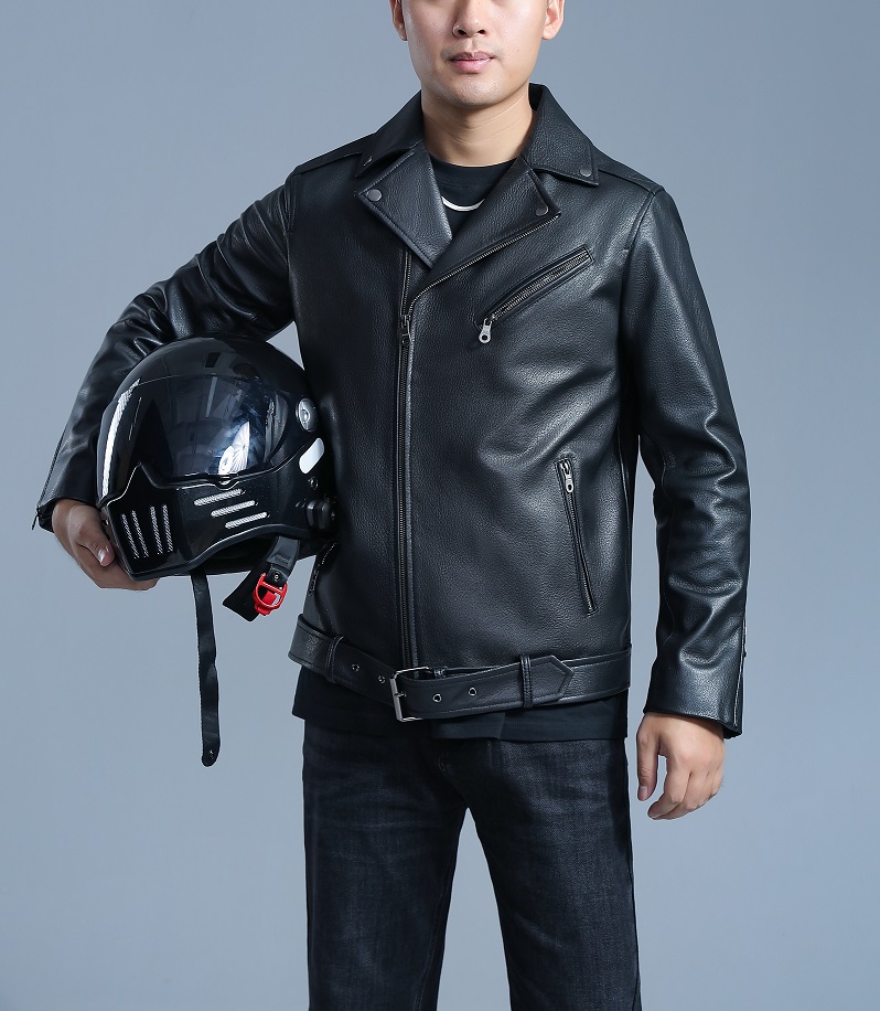BGSD2025新款男士真皮摩托夹克外套 大翻领山羊皮皮衣时尚帅气
