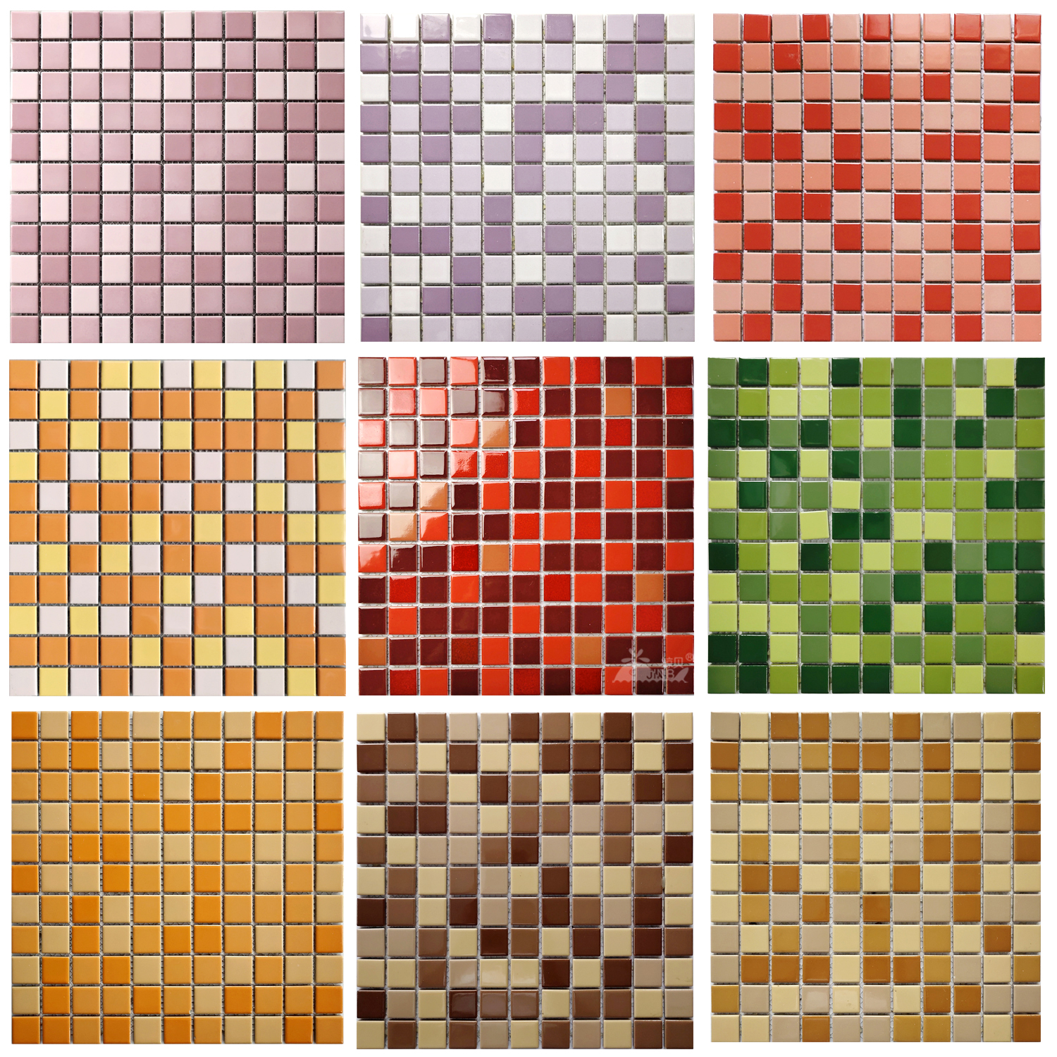 糖果七彩粉紫中国红色陶瓷马赛克