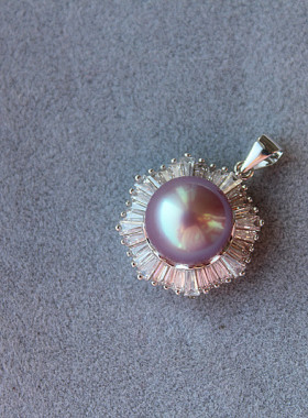 爱迪生淡水珍珠925银方糖吊坠