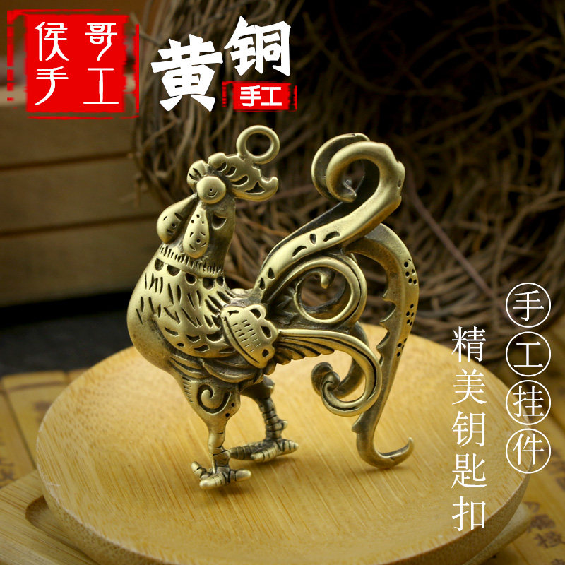 手工纯黄铜公鸡生肖鸡一鸣惊人图片