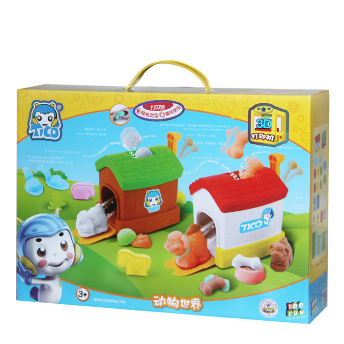 TICO哈哈100FUN 3D打印机 动物世界 打印彩泥套装模具手工DIY玩具