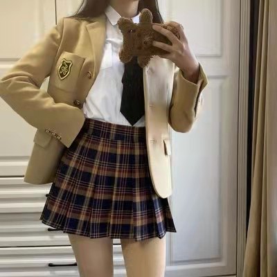 艺想制服毛呢小西服外套徽章学院风可订制团体春秋冬上衣女中古