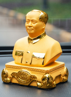 树脂摆件工厂直供毛泽东半身像家居汽车摆件绒金沙车载摆件