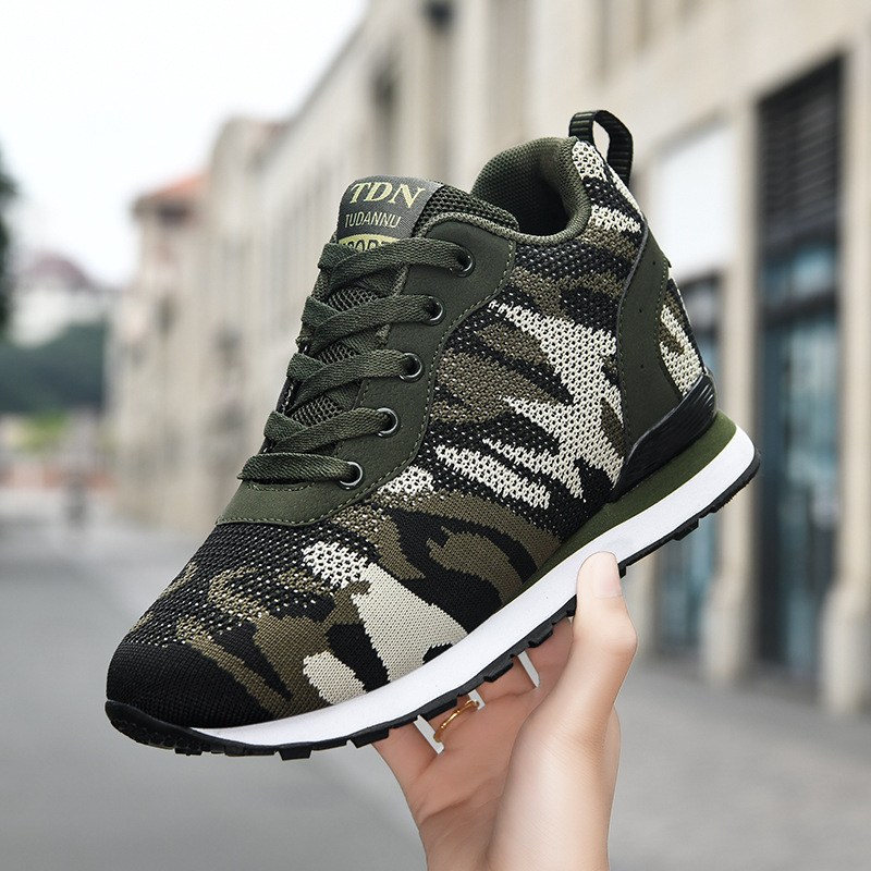 春秋季新款帆布迷彩内增高户外跑步运动大码女鞋旅游鞋迷彩系列