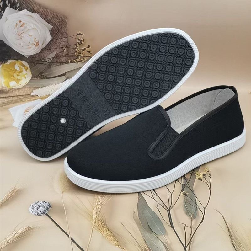 2026登山加厚帆布透气休闲工作鞋爸爸老北京一脚蹬男鞋防滑健步鞋