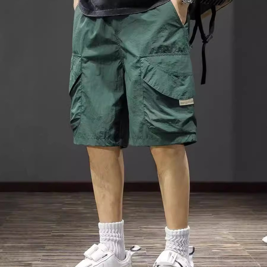 冰丝工装短裤男多口袋五分裤夏季新款潮牌宽松大码沙滩速干中