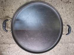 台州小吃专用麦饼锅钢板锅大号平底锅43cm煎锅铁锅饺饼筒皮锅商用