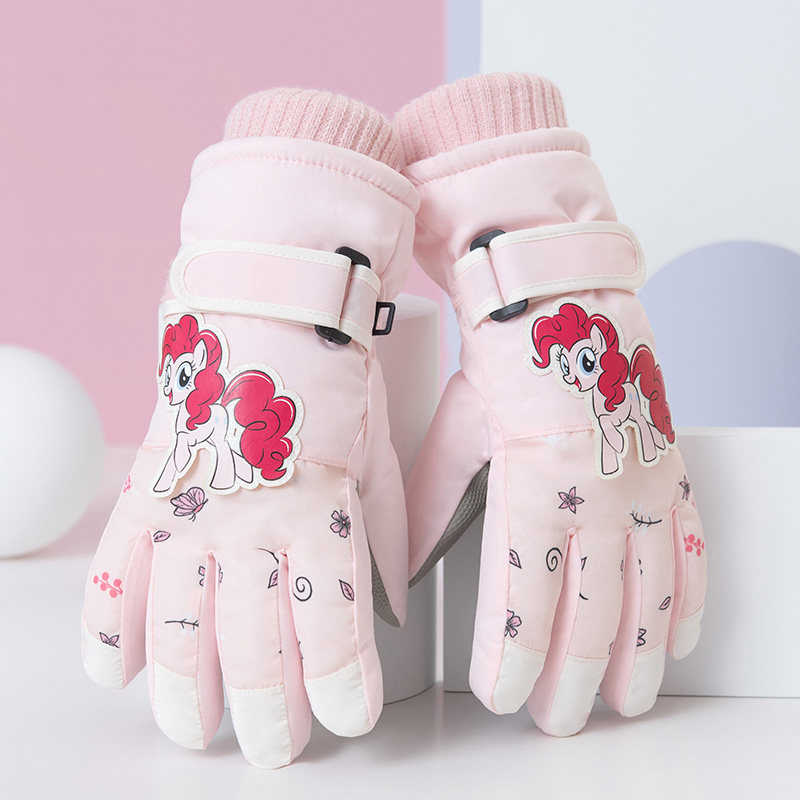 小马宝莉儿童滑雪手套加绒加厚小学生保暖防寒骑车防水泼男女冬季