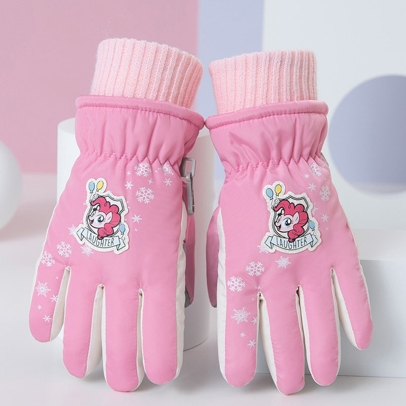 正版小马宝莉3-5岁冬季滑雪手套加绒加厚儿童保暖防风防水泼小童