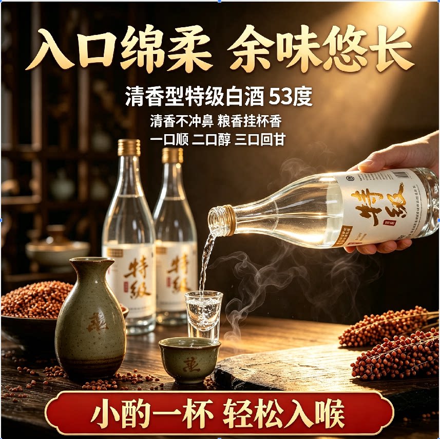 【正品保真】特级白酒53度清香型