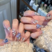 全华子钻 Ash美甲孕妇纯手工定制蝴蝶奢华新娘牢固成品穿戴