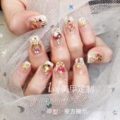 Ash美甲定制 新娘法式 奢华白色美少女星月爱心孕妇纯手工穿戴成品