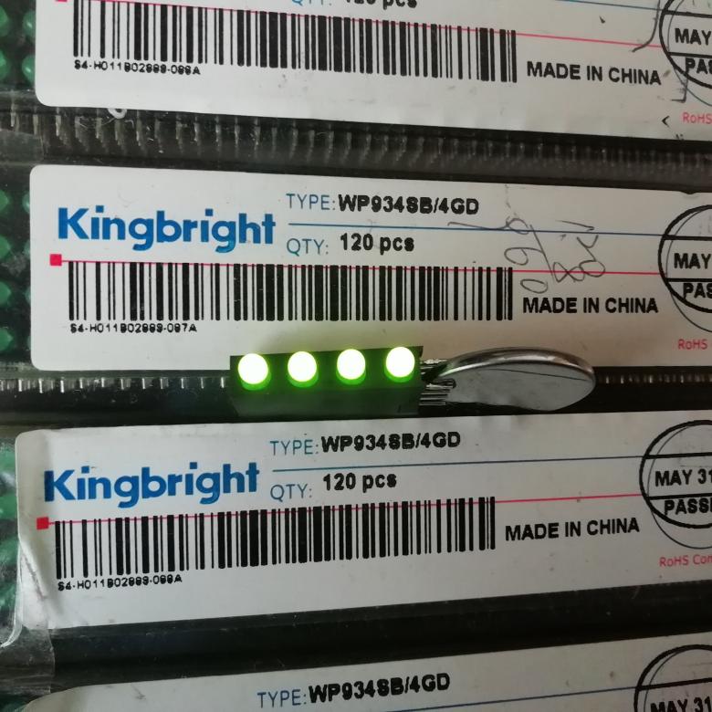 Kingbright WP934SB/4GD金光LED电路板指示灯4位3MM绿色金台LED