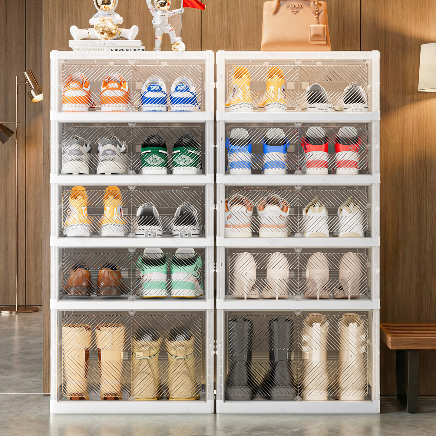 免安装鞋柜收纳柜一体靠墙鞋盒鞋子收纳盒透明收纳鞋柜家用门口,收纳整理,鞋柜,淘宝优惠券,粉丝福利购,淘宝优惠卷