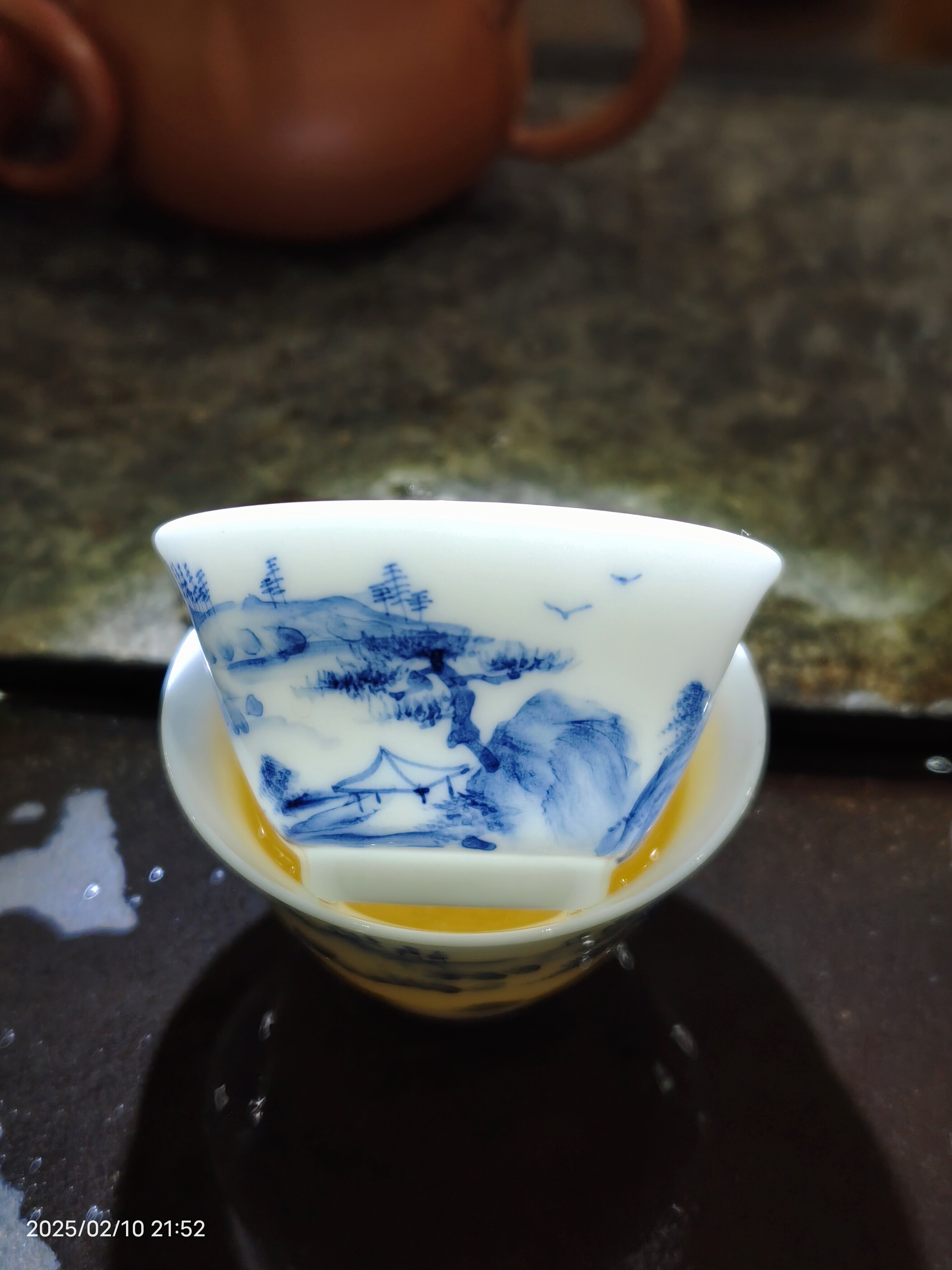 潮州工夫茶纯手工手绘青花瓷茶杯若深珍藏釉下彩小茶陶瓷杯茶品杯