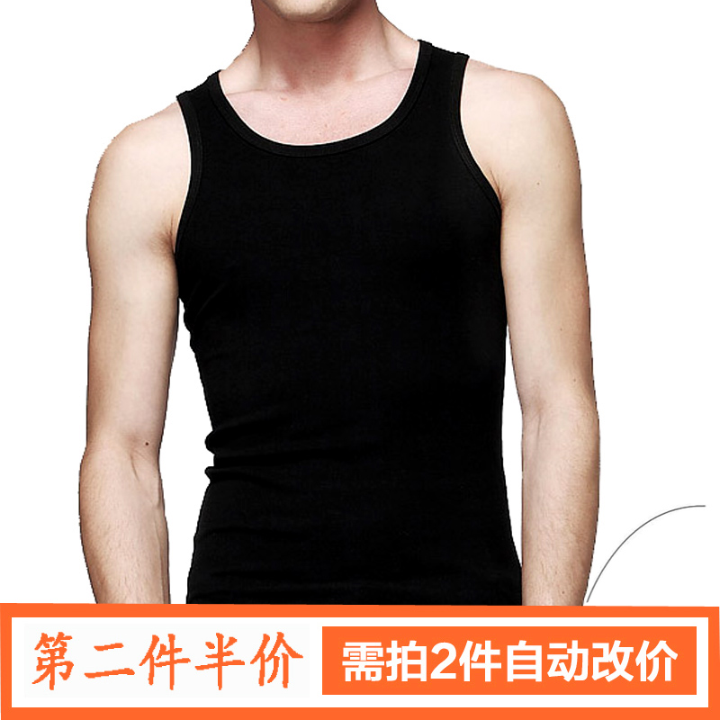 新款男士背心纯棉修身型运动打底衫青年透气弹力内衣休闲汗衫