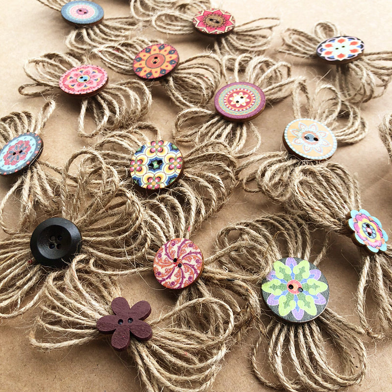 幼儿园手工制作装饰材料麻绳手工编织麻布小花墙贴主题珍珠贴饰花
