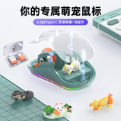 新款 c接收器 无线蓝牙鼠标全透明磁吸按键家用办公高颜值滑鼠Type